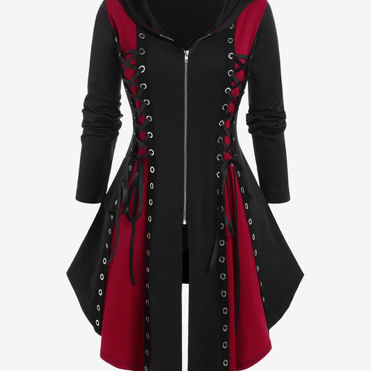 Women's Style Hooded Color Matching Mid-length Dress Dresses