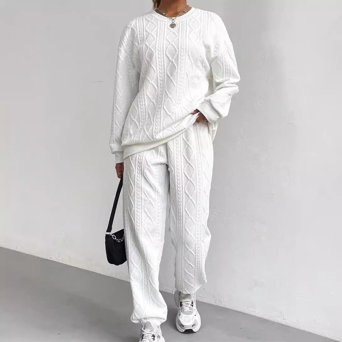 Women's Fashion Thread Jacquard Trousers Casual Two-piece Suits