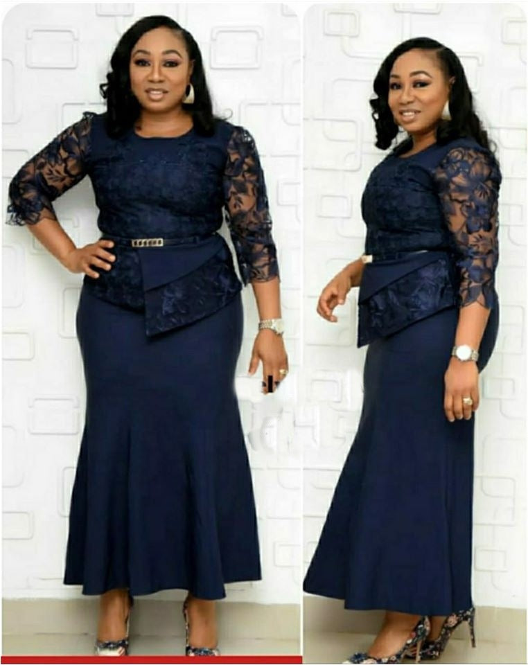 Women's African Autumn Lace Stitching Dress Long Plus Size