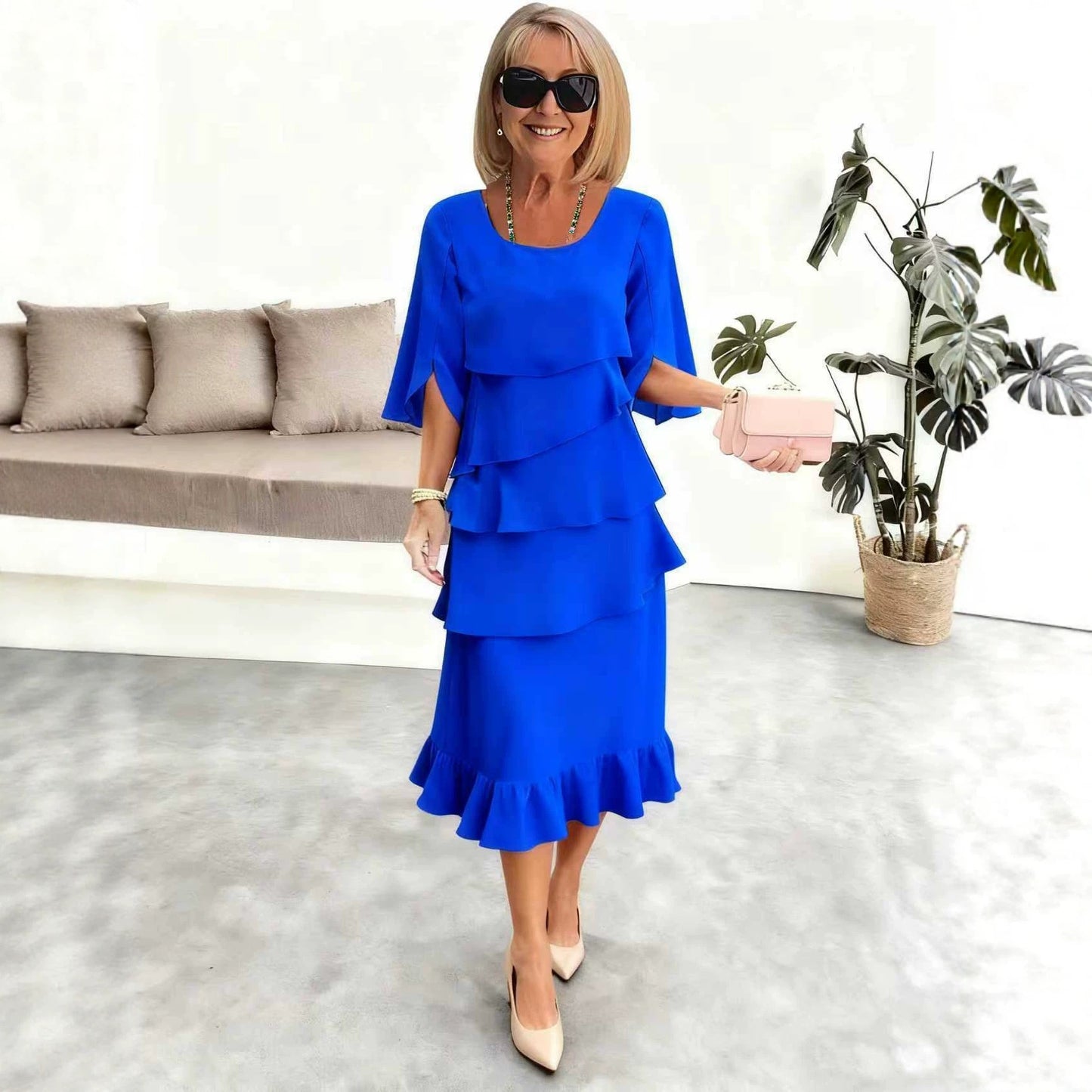 Women's Fashion Cake Loose Temperament Slimming Round Dress