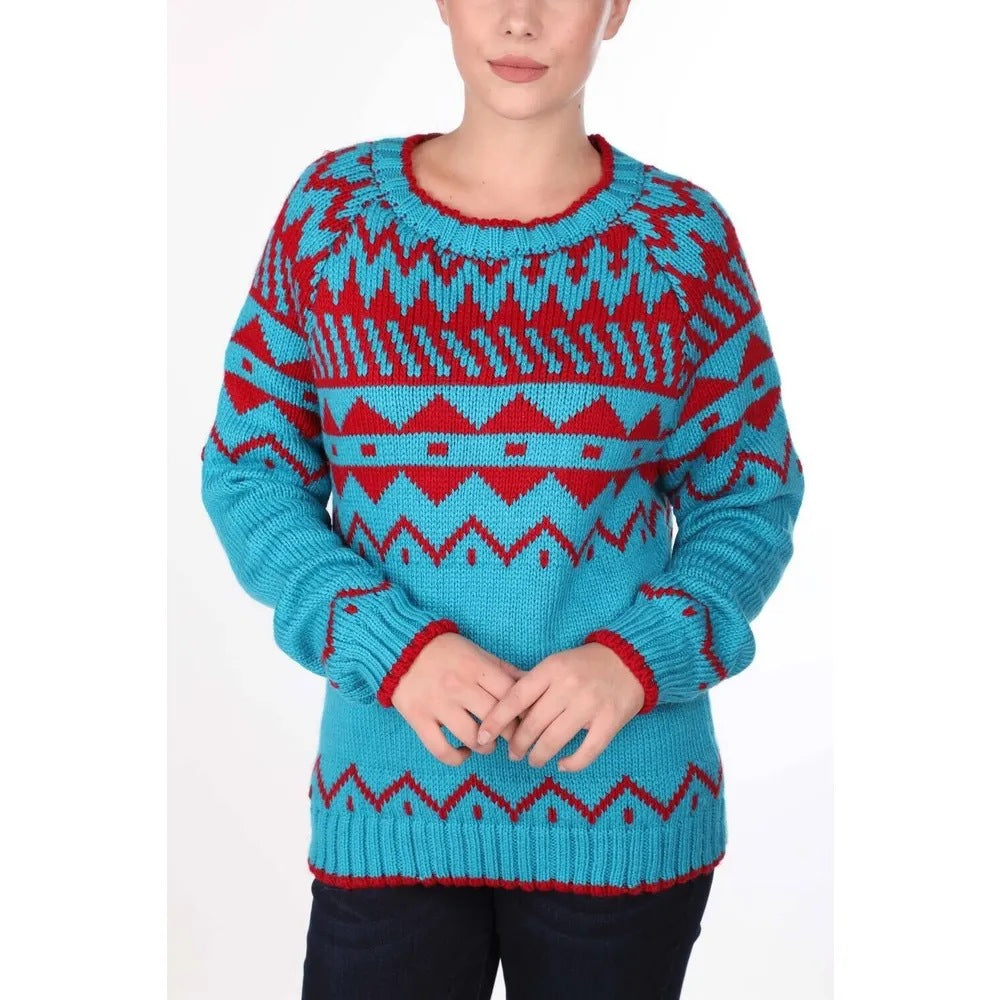 Women's Round Neck Multicolor Loose Fashion Pullover Sweater