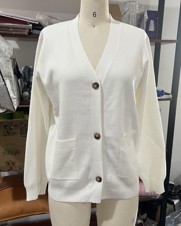 Solid Color Single-breasted Lazy Comfortable Warm Waist Knitwear