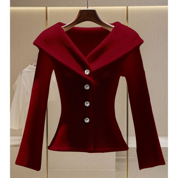 Classic Style Solid Color Advanced Design Niche Women's Sweater