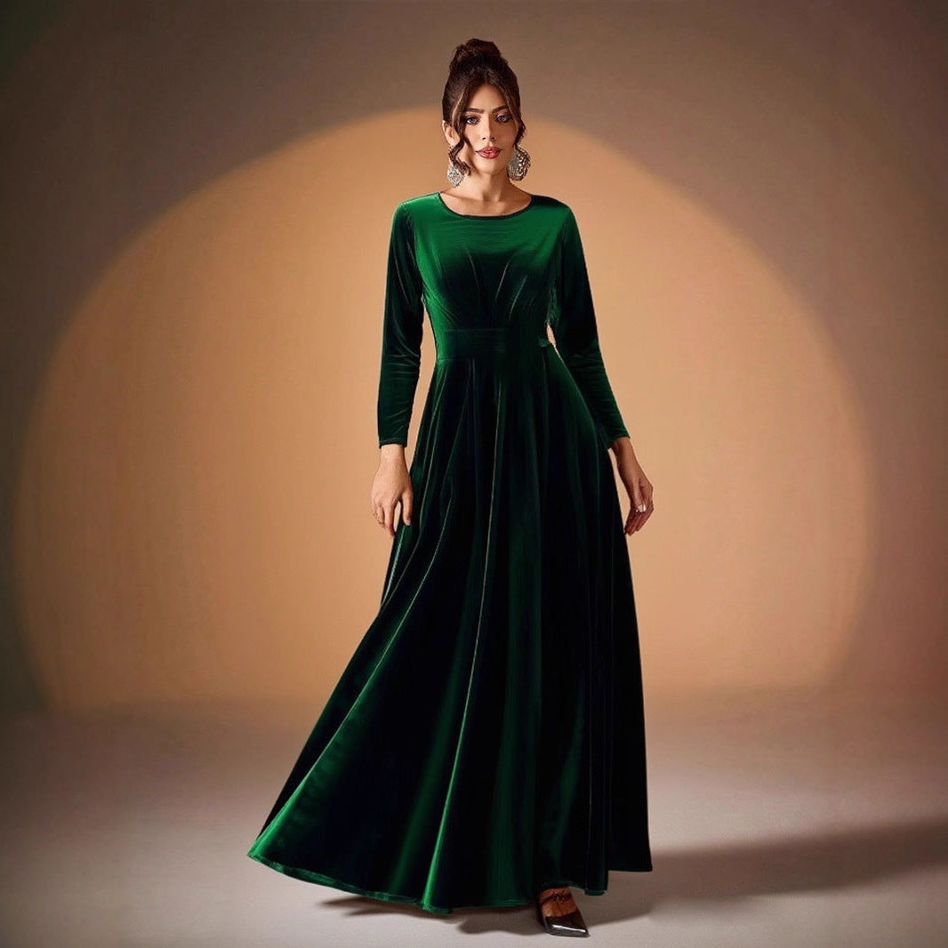 Fashion Attractive Women's Long Sleeve Pleated Dress