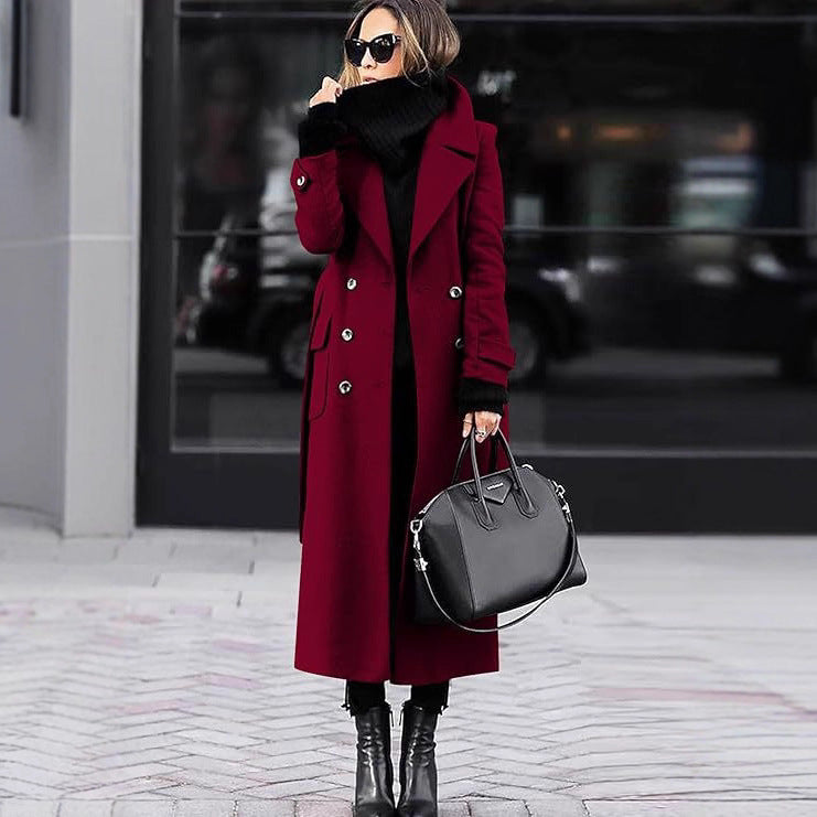 Women's Popular Single Thick Wool Extended Quality Coats