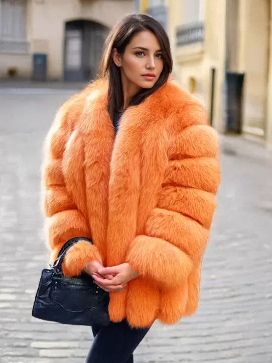 Women's Classic Faux Fox Fur Mid-length Coats