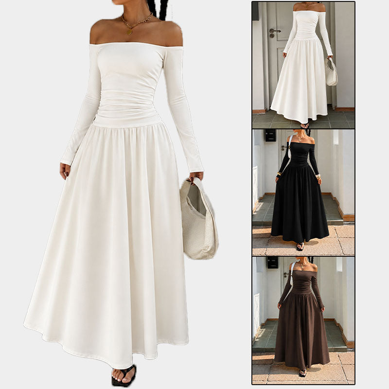 Women's Elegant Long-sleeved For Waist Fitted Figure Dress