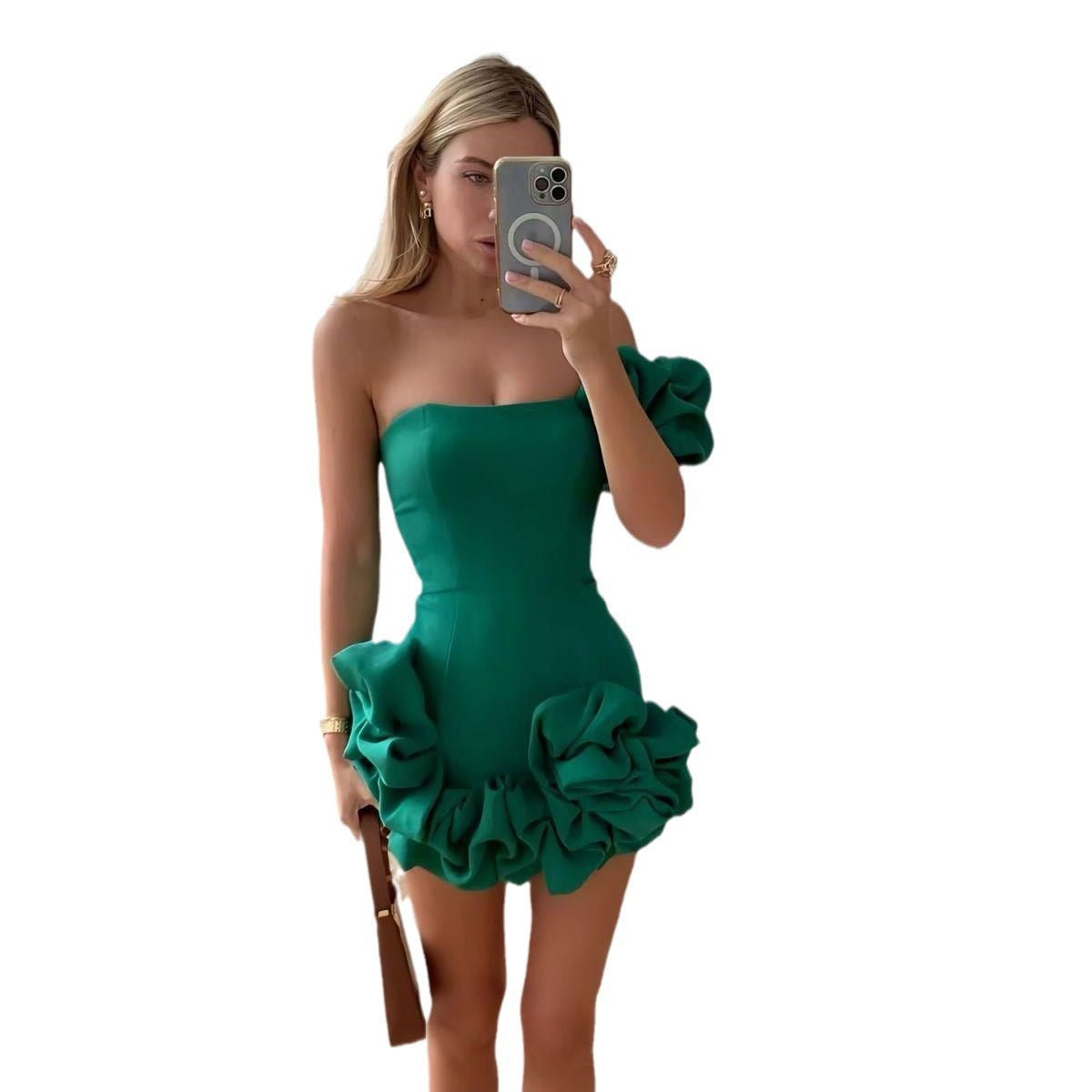 Dress Tight Irregular Ruffled Bud Waist Dresses
