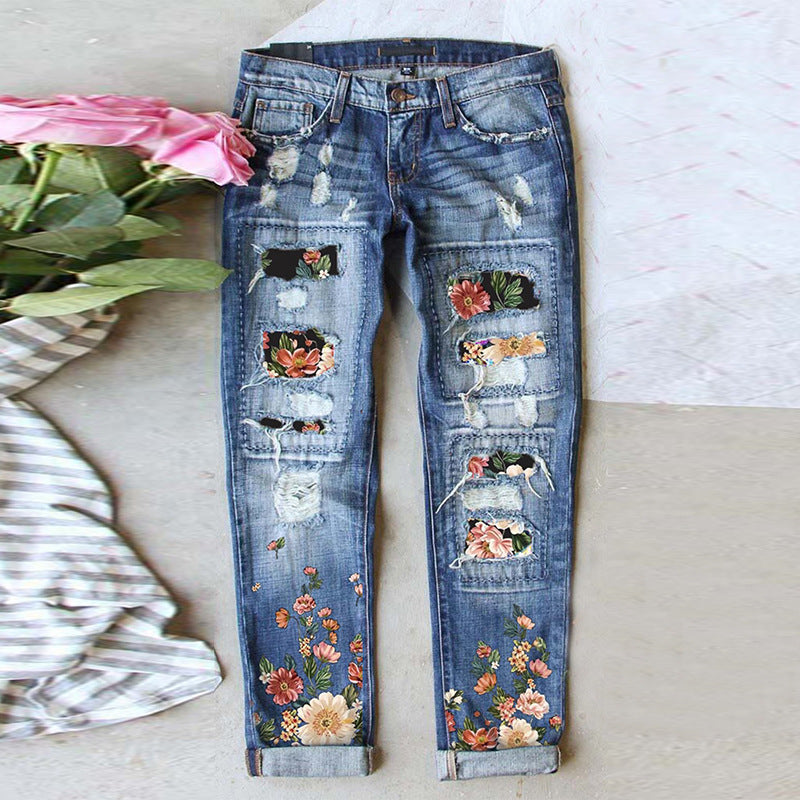 Women's Summer Trousers Ordinary Denim Washed Cotton Street Jeans