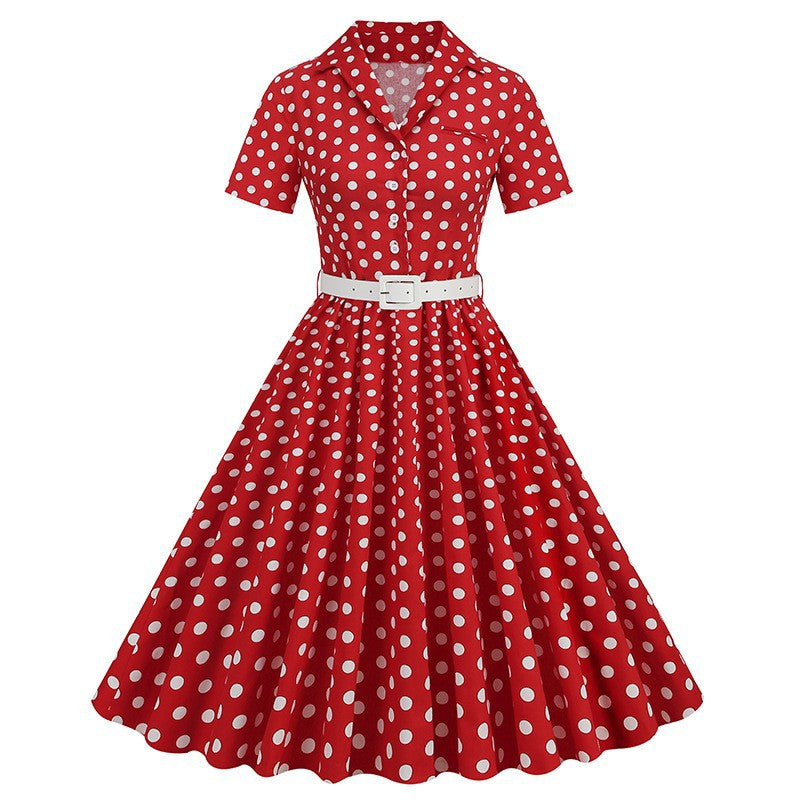 Women's Charming Polka Dot Sleeve Dress Dresses
