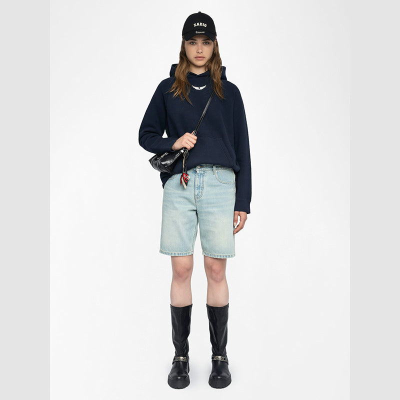 Women's Chalk Digital Printing Steering Wheel Hot Drilling Sweaters