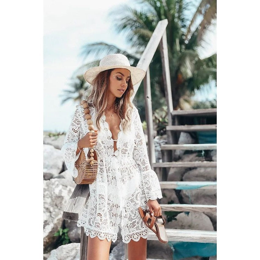 Bikini Sexy Sun Protection Shirt Lace Blouses