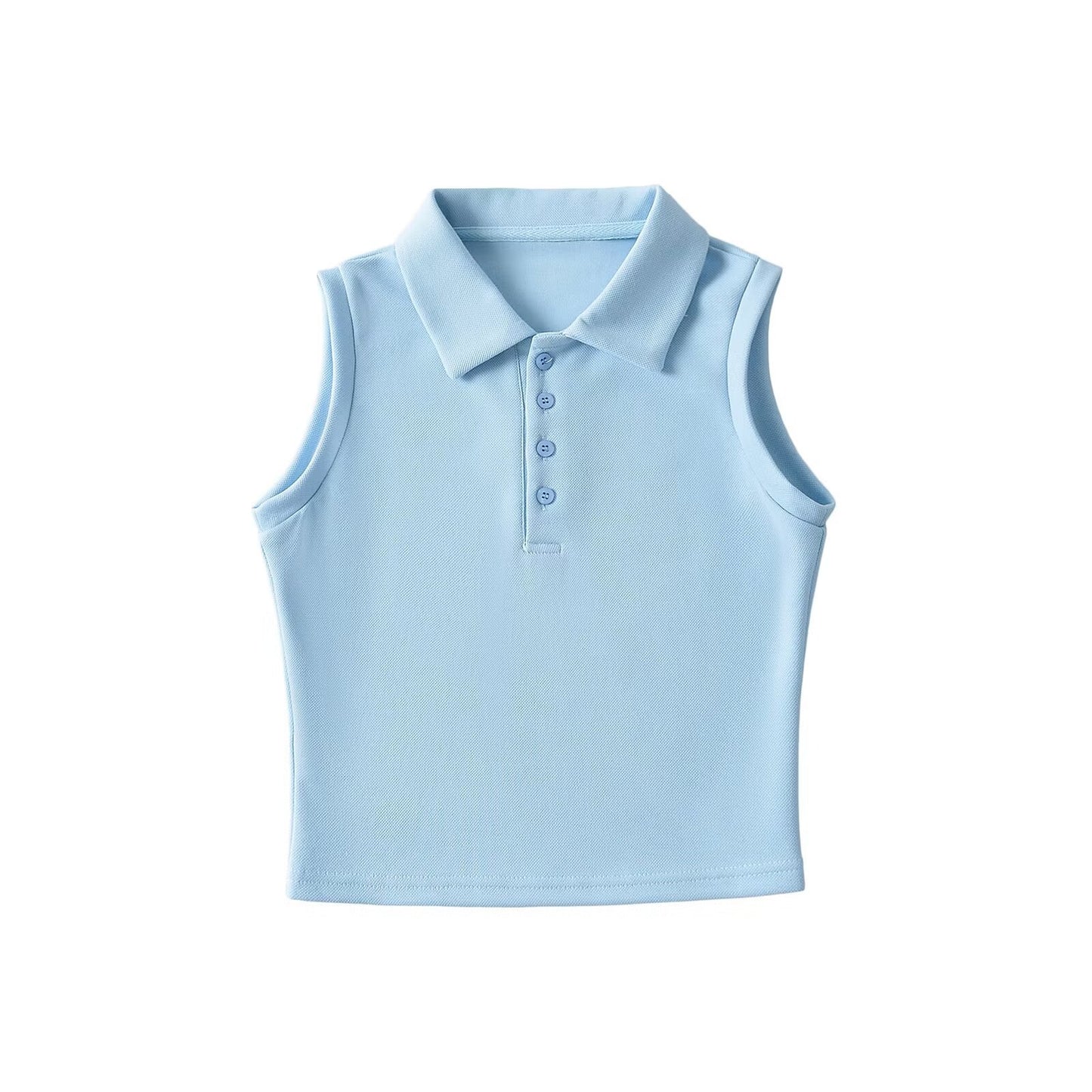 Color Collar Sleeveless Elastic Waist Tennis Suits