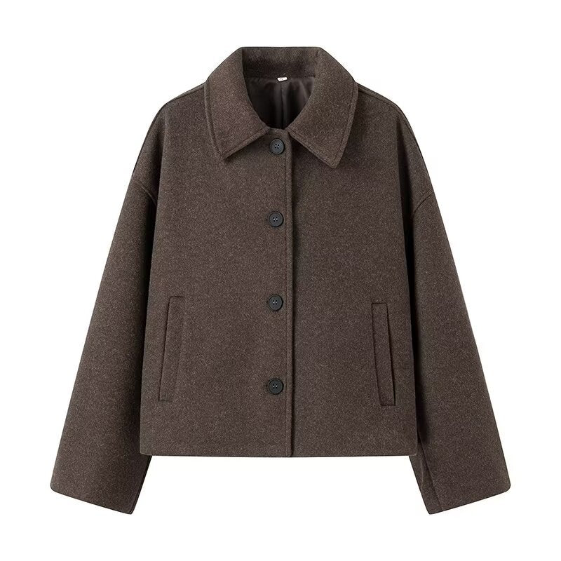 Women's Fashion Casual Polo Collar Versatile Two-tone Coats
