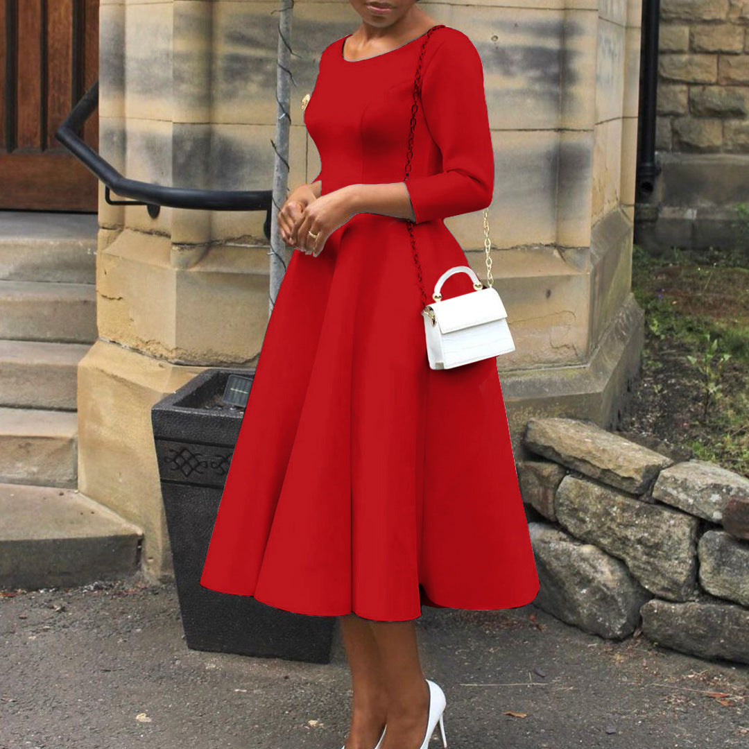 Women's Summer Solid Color Large Swing Elegant Dresses