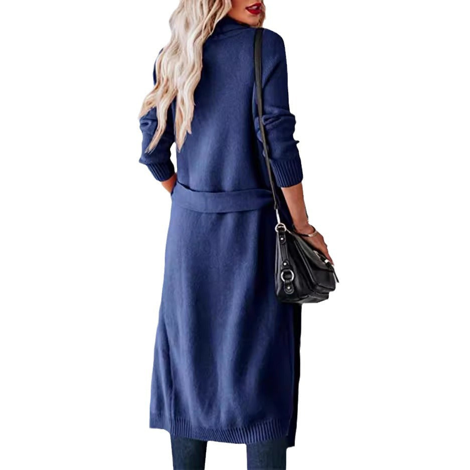 Lazy Loose Mid-length Pocket Knitted Belt Knitwear