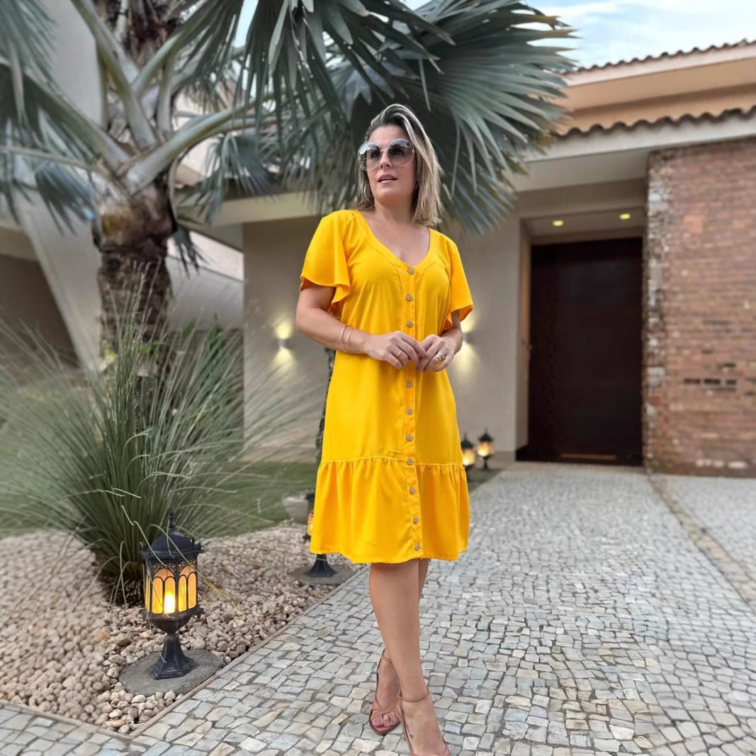 Women's Summer Solid Color Casual Holiday Dress