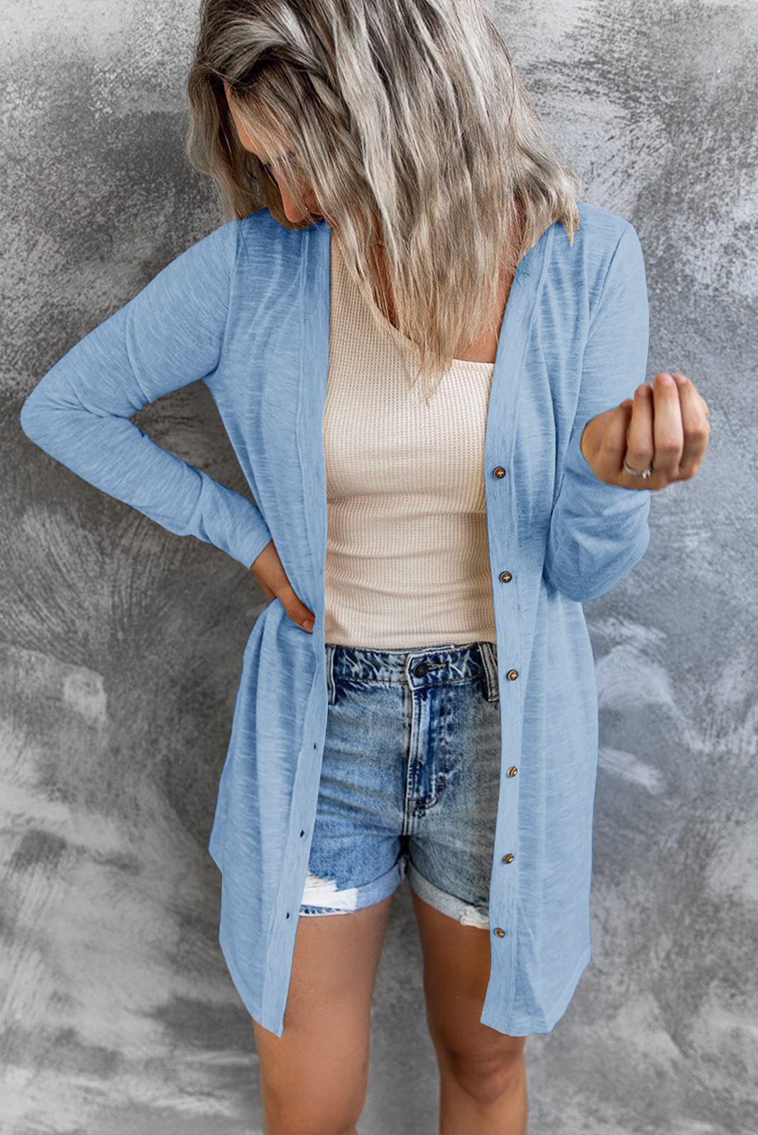 Women's Long Button Solid Color Casual Sleeves Cardigans