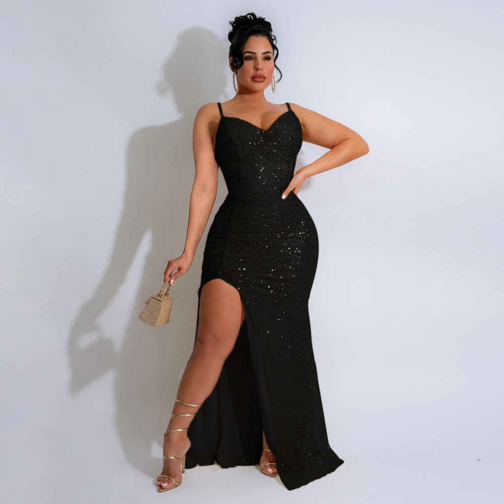Sequin Sling Formal Dress Host Banquet Dresses