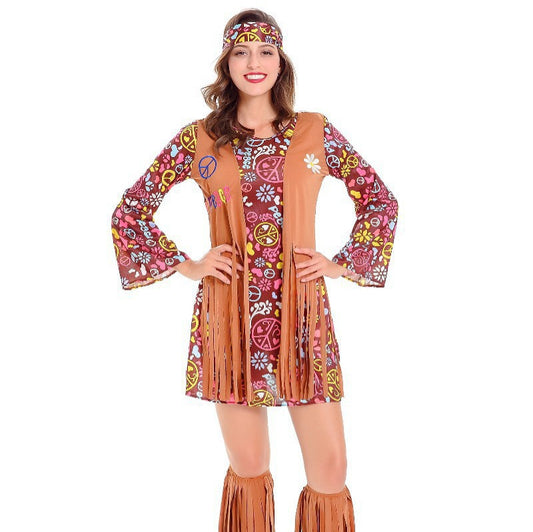 Women's Tassel Hippie Retro Performance Halloween Dresses