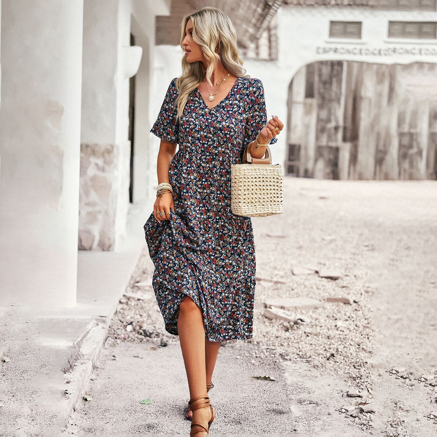 Women's Design Printed Sleeve Summer Fashion Dress