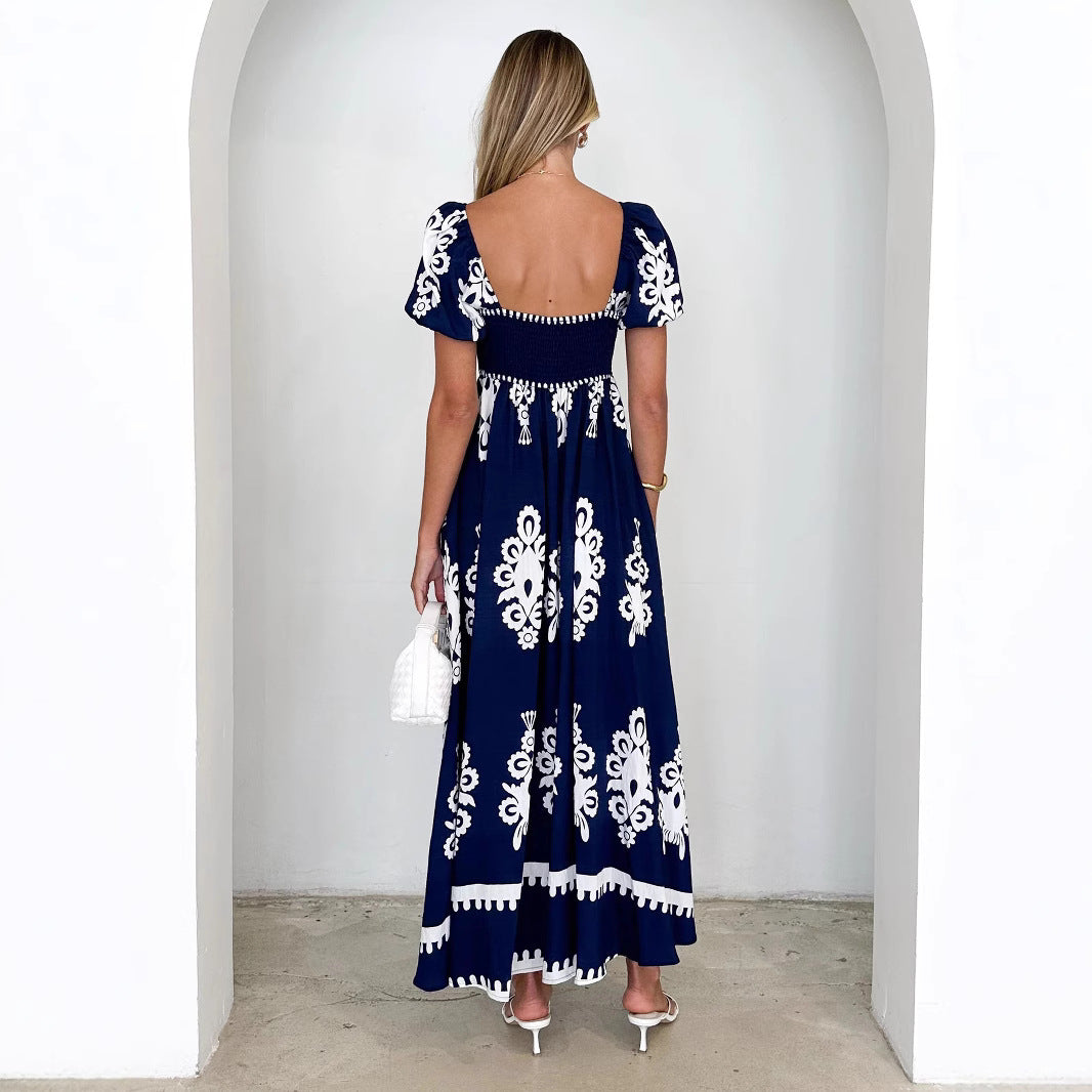 Women's Summer Vacation Style Printed Beach Dress Dresses