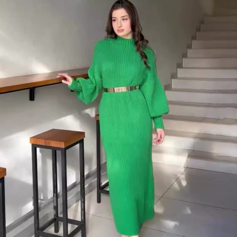 Half Turtleneck Pullover Lazy Fashion Knitted Dresses