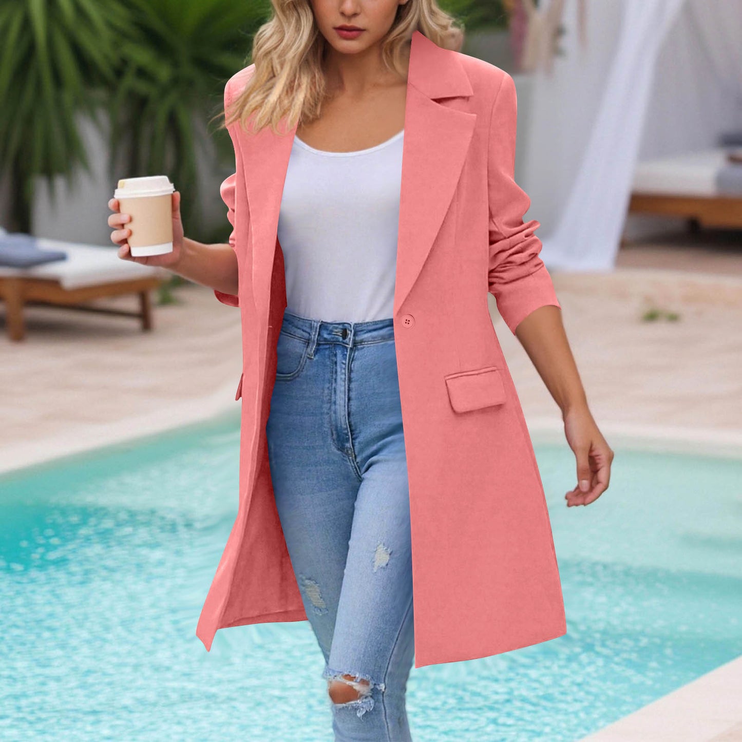 Women's Autumn Long Sleeve Solid Color Trench Coats