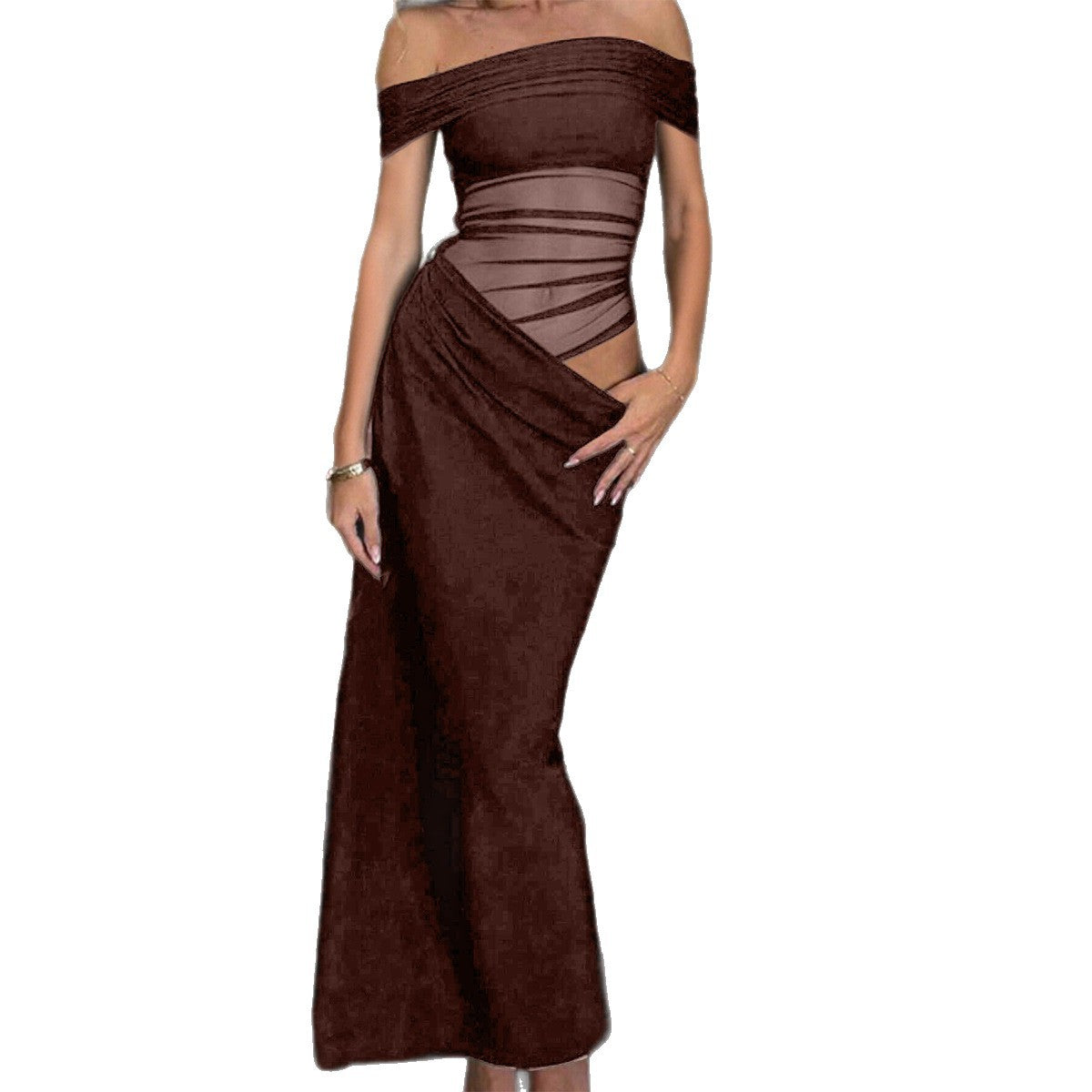 Women's Elegant Tube Solid Color Sheath Long Dress