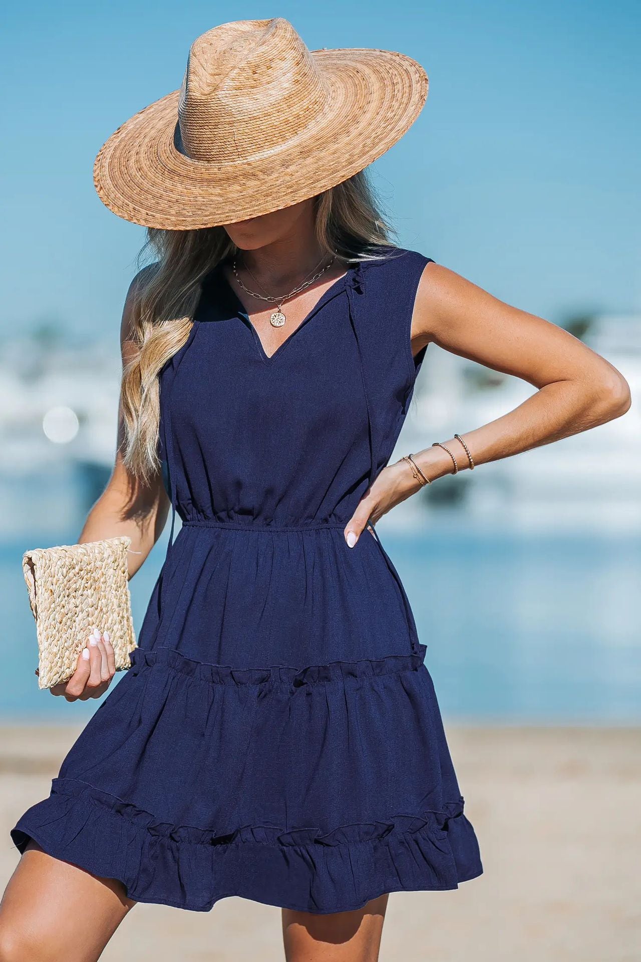 Loose Pullover Solid Color Dress Sleeveless Dresses