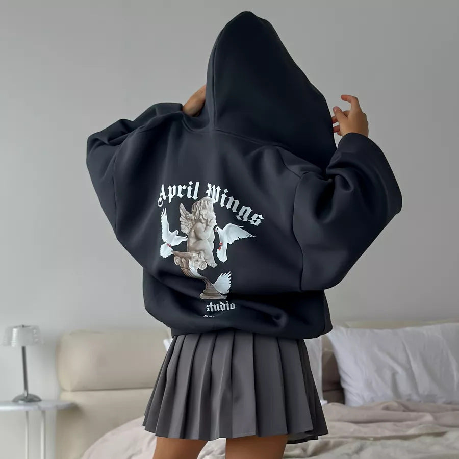 Women's Loose Personality Trendy Hot Casual Angel Print Sweaters