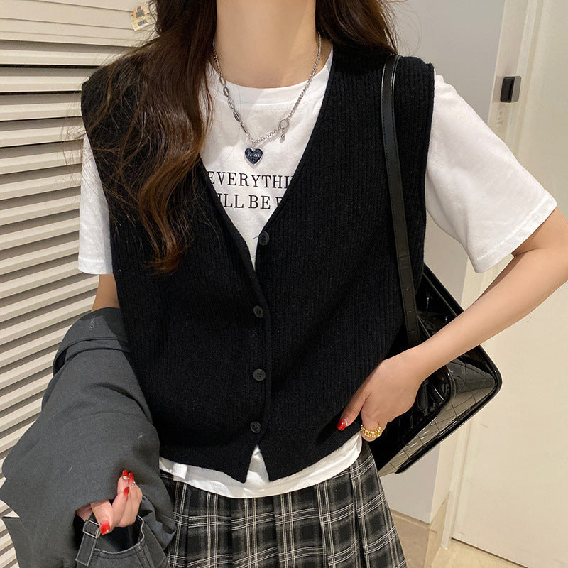 Women's V Waistcoat Knitted Spring Korean Fashion Slimming Vests
