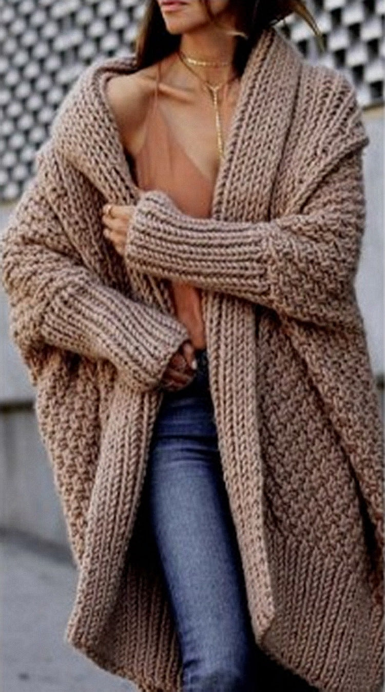 Women's Long Solid Color Knitted Large Knitwear