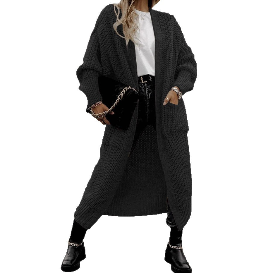 Women's Long Pocket Oversized Knit Loose Women's Sweater