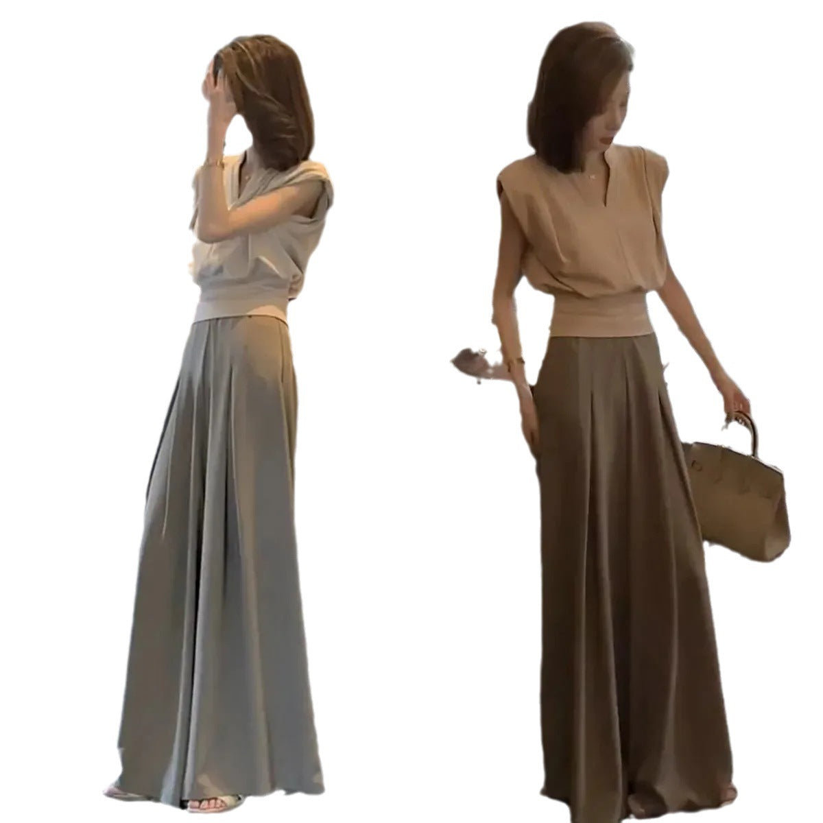 French Style Design Wide Leg Two-piece Fashion Casual Suit