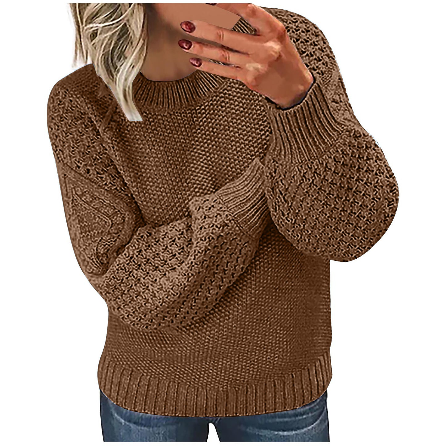 Women's Warm Solid Color Outerwear Knitted Pullover Knitwear