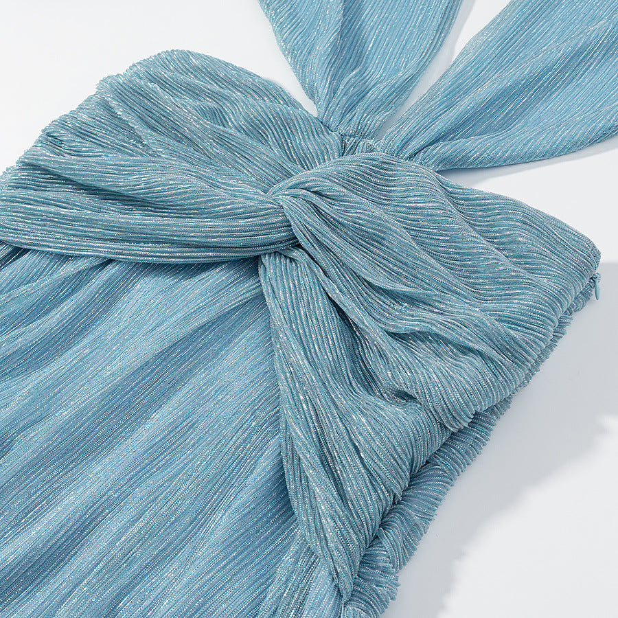 Early Autumn Bright Silk Wrinkle Sexy Dresses