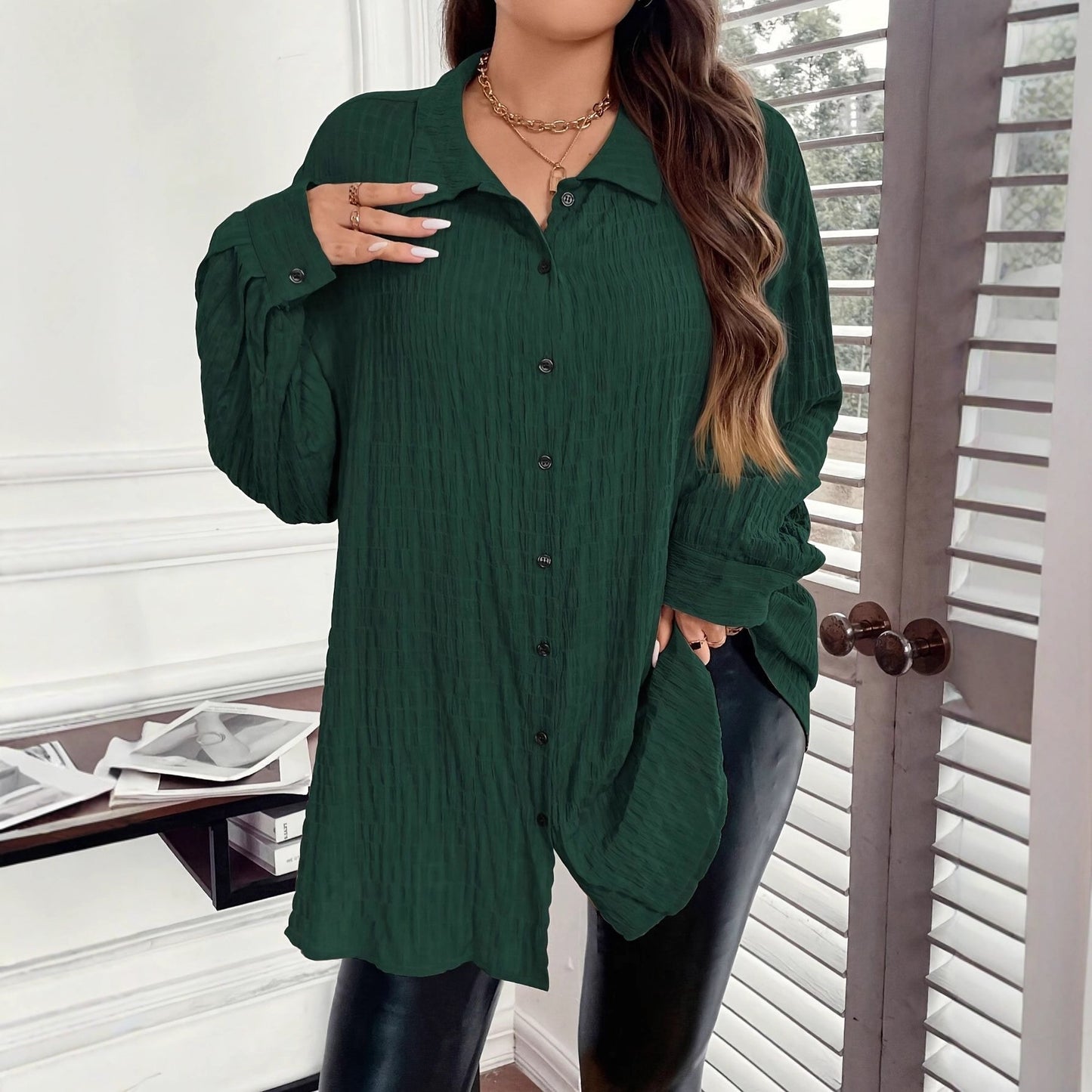 Women's Early Solid Color Collar Fashion Casual Blouses