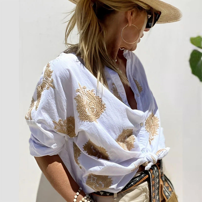 Women's Printed Shirt Autumn Graphic Long Sleeve Blouses