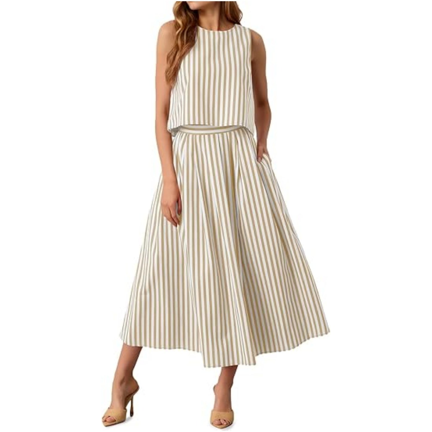 Comfort Two-piece Bohemian Beach Vacation Striped Vests