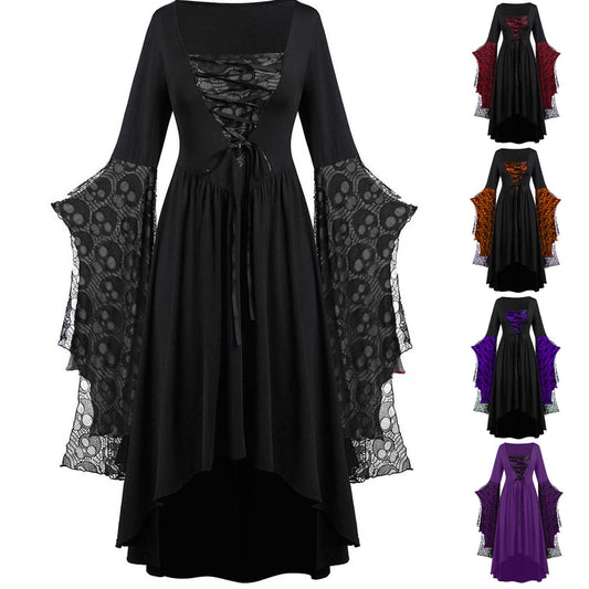 Women's Halloween With Skull Lace Tied Dress