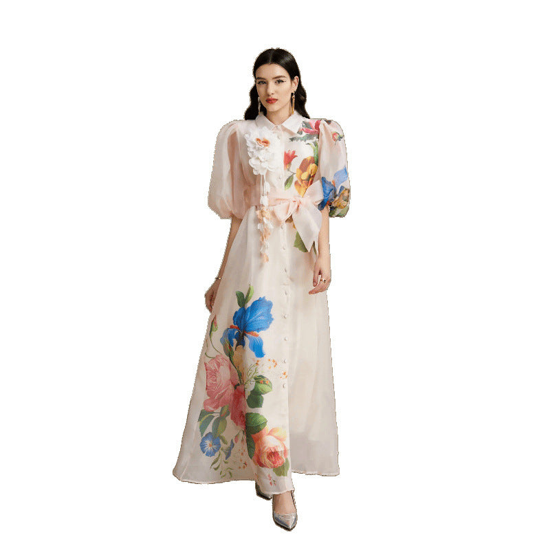 Women's Summer Palace Style Three-dimensional Flower Lantern Dresses