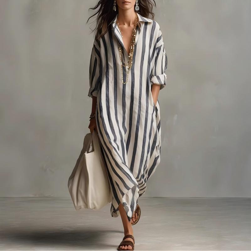 Popular Fashion Loose Long Printed Shirt Dress