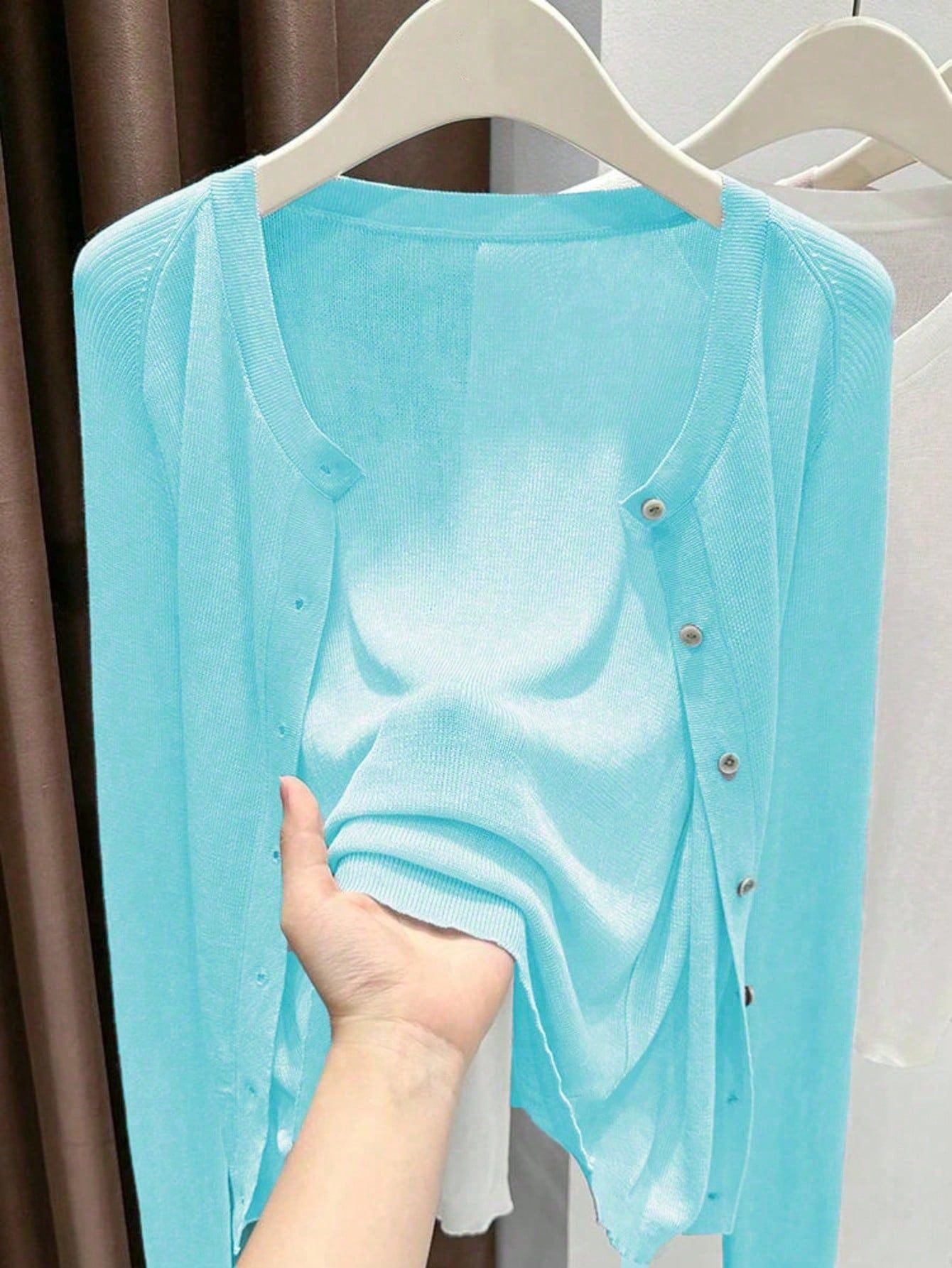 Women's Color Round Neck Long Sleeve Micro Women's Sweater