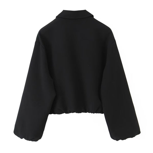 Women's Fashion Casual Polo Collar Zipper Puffy Coats