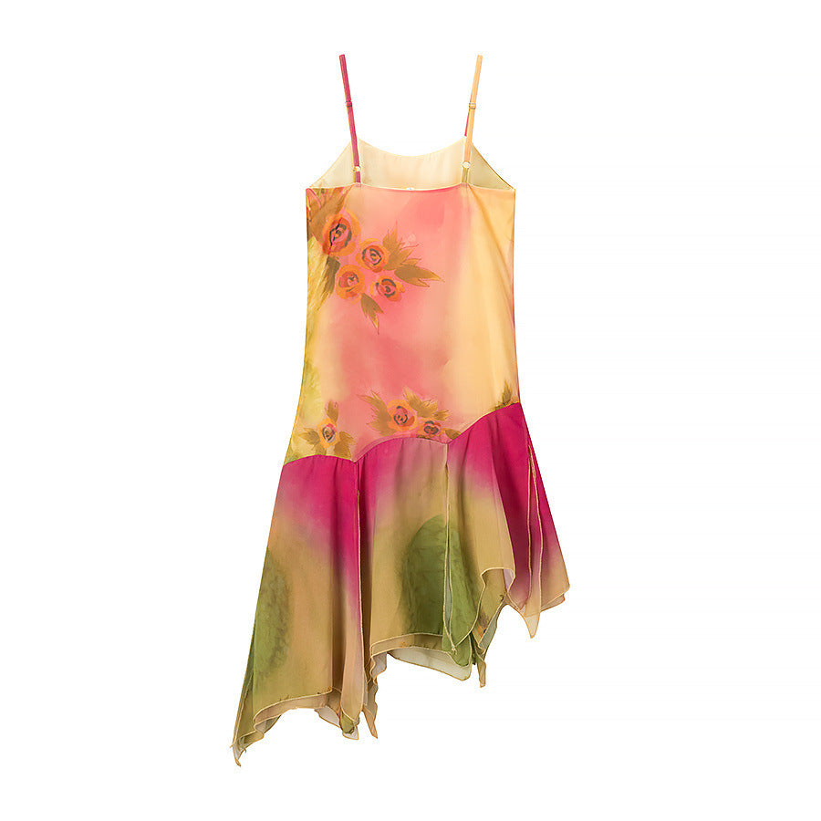 Women's Summer Fashion Printed Sequin Sling Long Dresses