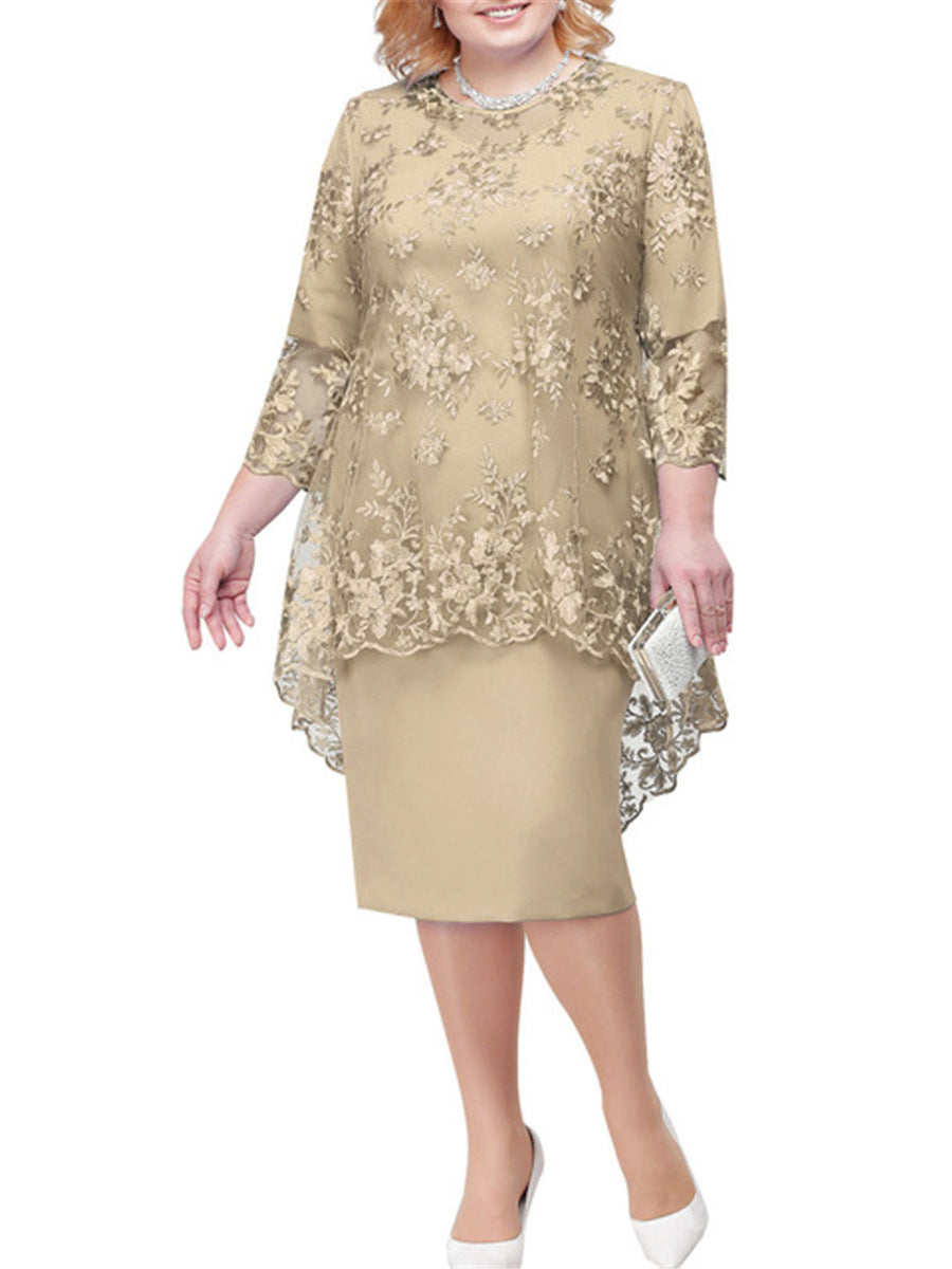 Women's Embroidery Two-piece Set Temperament Commute Slim Dresses