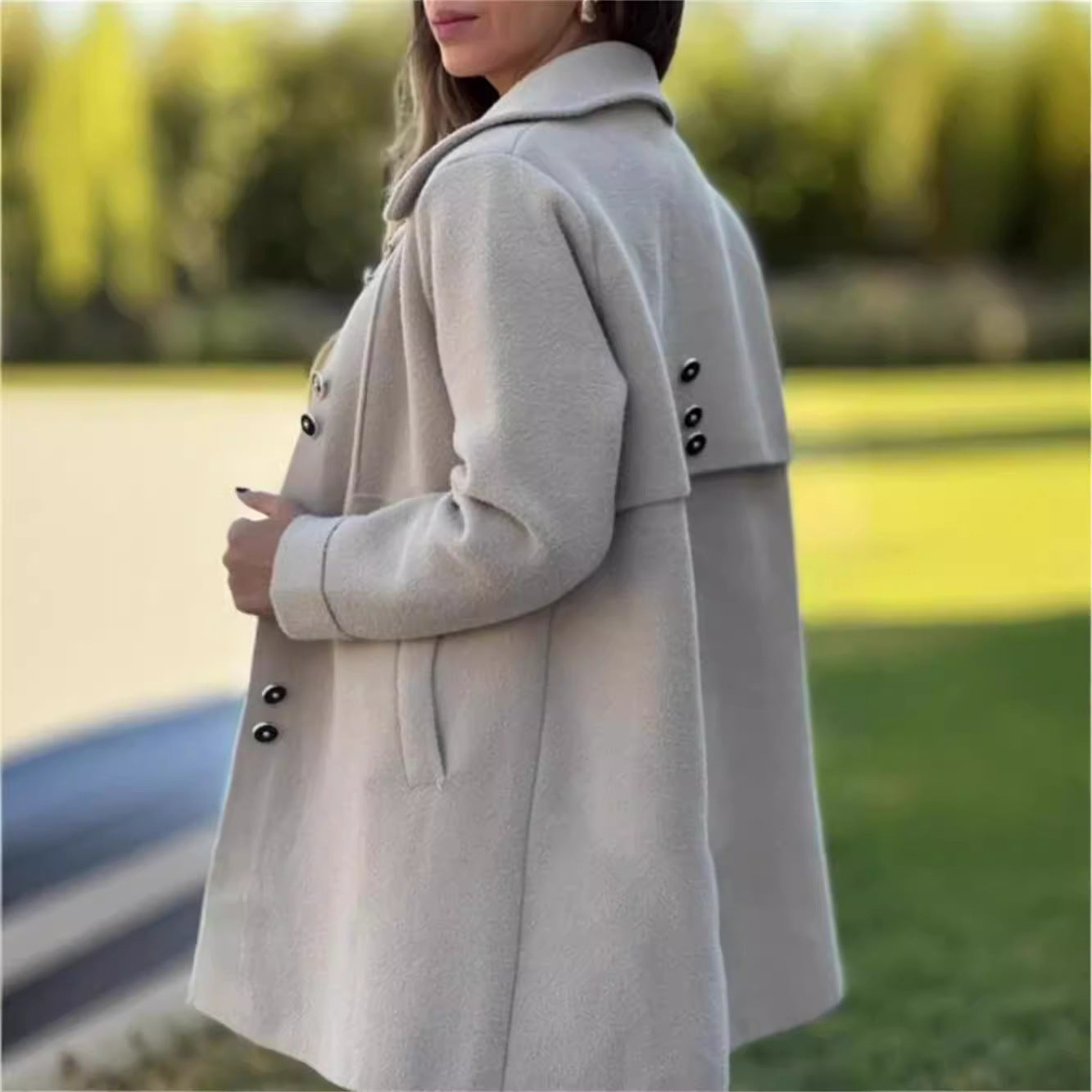 Beautiful Slouchy Woolen Polar Fleece Single-breasted Coats