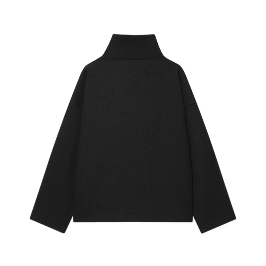 Women's Fashion Simple Solid Color Turtleneck Breasted Coats