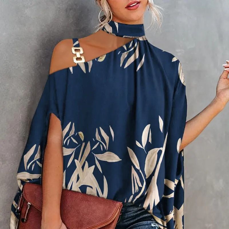 Women's Loose Wear Printed Halter Temperament Elegant Blouses